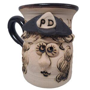 Police Woman Coffee Mug Ceramic Studio Pottery 3D Face Cop Law Enforcement PD